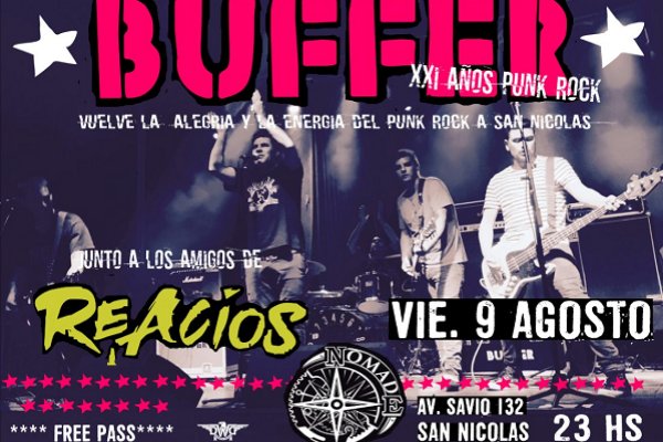La banda de punk-rock melódico Buffer llega este viernes a San Nicolás