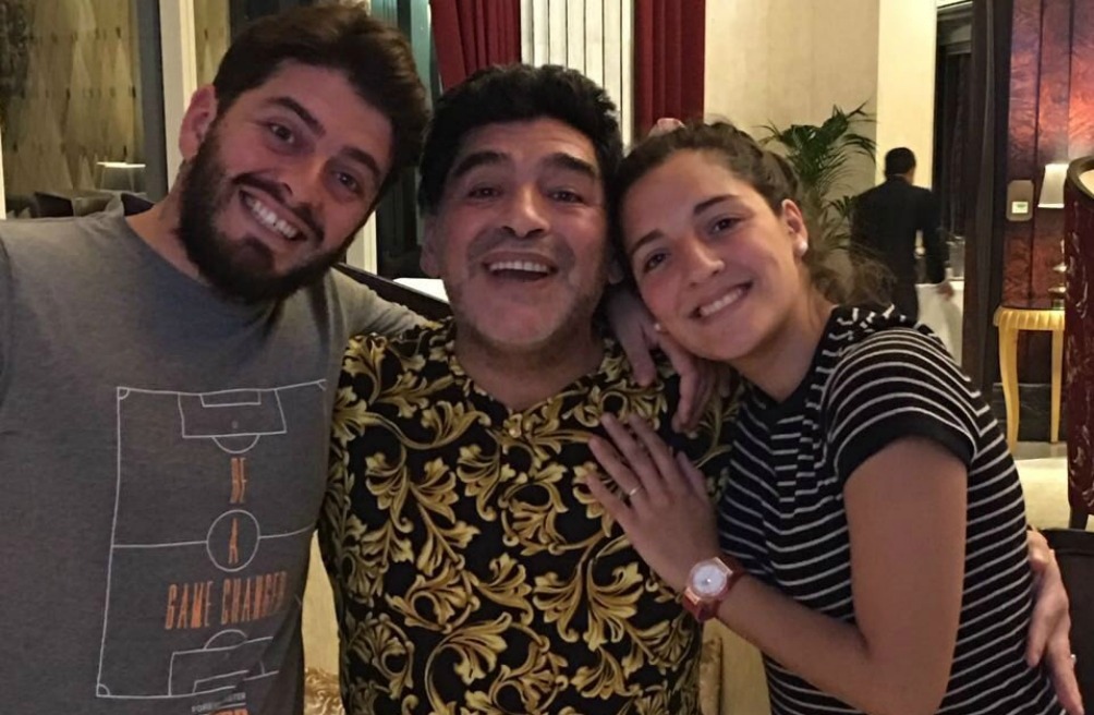Diego Jr, Diego Armando Maradona y Jana Maradona.